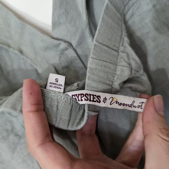 Gentle Sage Green Linen Halter Jumpsuit - size 5 / small - Picture 8 of 9